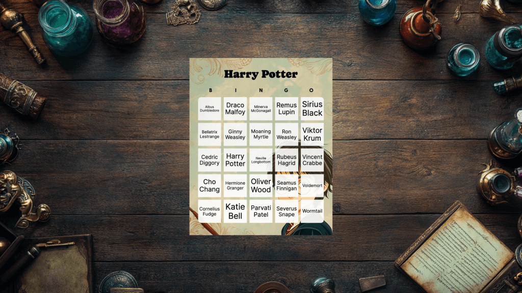 Harry Potter bingo card