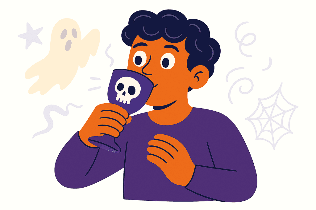 character drinking from goblet